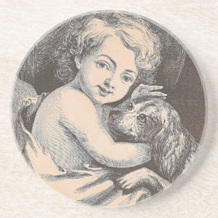 Vintage Child and Dog Coaster
