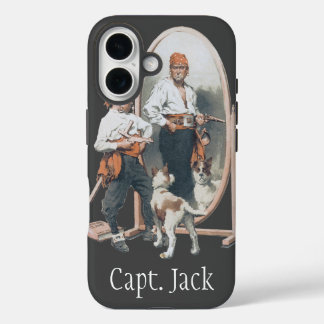 Vintage Child, Boy Pirate, Dog, Mirror, Buccaneer iPhone 16 Case