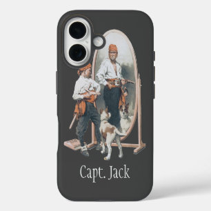Vintage Child, Boy Pirate, Dog, Mirror, Buccaneer iPhone 16 Case