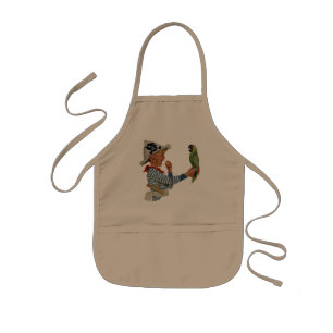 Vintage Child, Boy Playing Pirate Parrot Bird Kids Apron