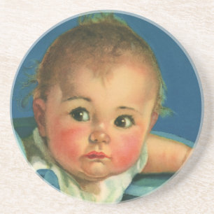 Vintage Child, Cute Baby Boy or Girl in Highchair Coaster