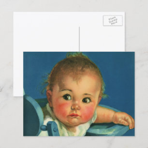 Vintage Child, Cute Baby Boy or Girl in Highchair Postcard