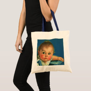 Vintage Child, Cute Baby Boy or Girl in Highchair Tote Bag