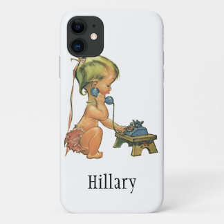 Vintage Child Cute Blonde Girl Talking on Toy Phon Case-Mate iPhone Case