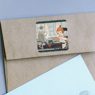 Vintage Child Girl Valentine for Mother Square Sticker