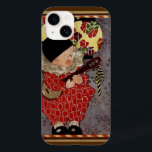 Vintage Child Harlequin, Musician Playing Banjo Case-Mate iPhone 14 Case<br><div class="desc">Vintage illustration classic fairy tales and nursery rhymes image by Victorian Era children's illustrator Chloe Preston from the book Somebody's Darlings, 1895. A child (girl or a boy) dressed in a harlequin pierrot clown costume is playing music on a banjo underneath Chinese lanterns at a party. A doll is her...</div>