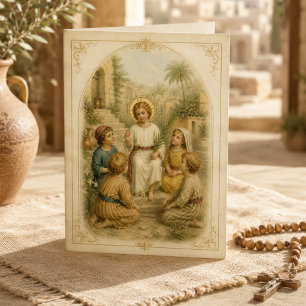 Vintage Child Jesus With Children Religious Card