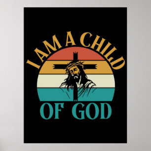 Vintage Child of God T-Shirt Design Vector Art Hoo Poster