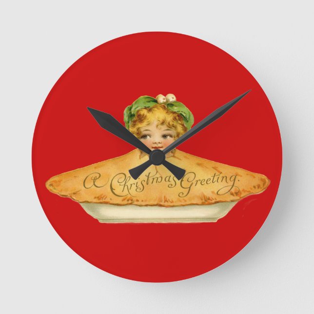 Vintage Child & Pie Round Clock (Front)