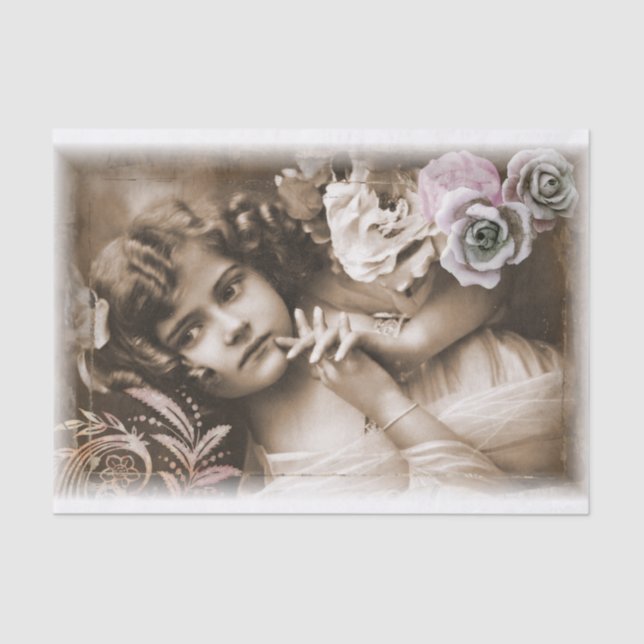 Vintage Child Portrait Decoupage Tissue Paper (Front)