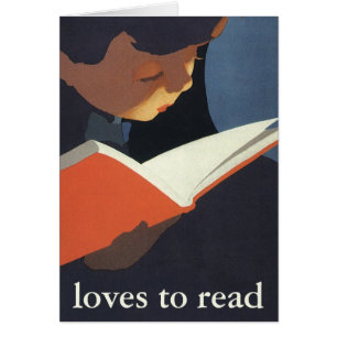 Vintage Child Reading a Book From the Library