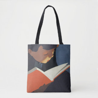 Vintage Child Reading a Book From the Library Tote Bag