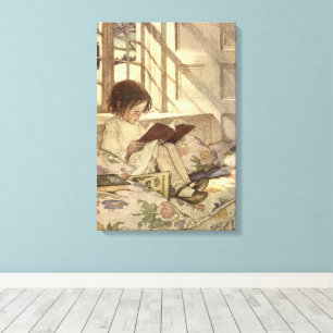 Vintage Child Reading a Book, Jessie Willcox Smith Canvas Print