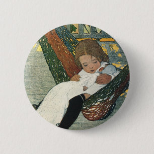 Vintage Child with a Doll by Jessie Willcox Smith 6 Cm Round Badge