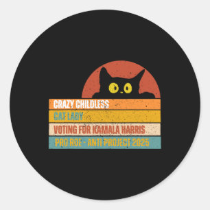 Vintage Childless Cat Ladies For Kamala Harris Pre Classic Round Sticker