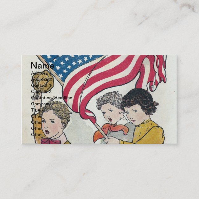 Vintage Children and American Falg Business Card (Front)