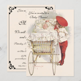Vintage Children and Babies, Victorian Baby Shower Invitation