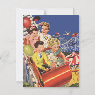 Vintage Children and Dog Roller Coaster Invitation