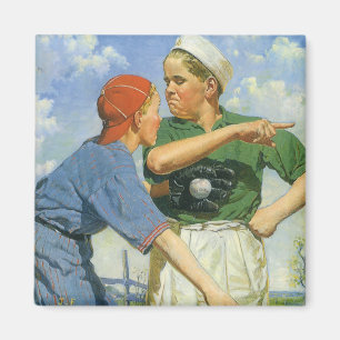 Vintage Children and Sports, Boys Playing Baseball Magnet
