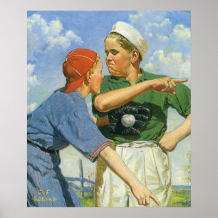 Vintage Children and Sports, Boys Playing Baseball Poster