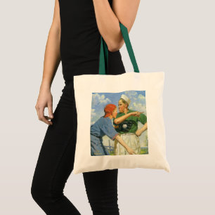 Vintage Children and Sports, Boys Playing Baseball Tote Bag