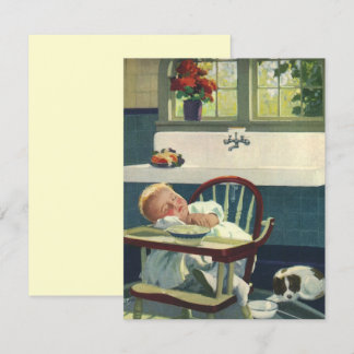 Vintage Children, Baby Asleep Highchair Invitation