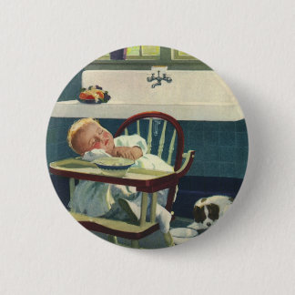 Vintage Children, Baby Sleeping Highchair Kitchen 6 Cm Round Badge