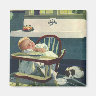 Vintage Children, Baby Sleeping Highchair Kitchen Magnet