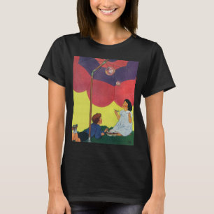 Vintage Children Blowing Bubbles Under an Umbrella T-Shirt