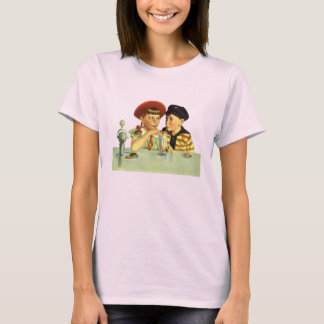 Vintage Children, Boy and Girl Sharing a Shake T-Shirt