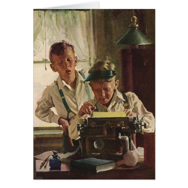 Vintage Children Boy Newspaper Journalists, Writer (Front)
