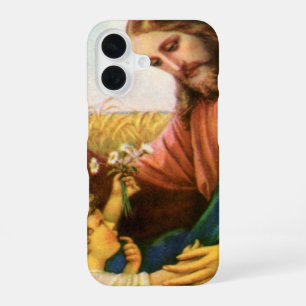 Vintage Children Bring Flowers to Jesus Christ iPhone 16 Case