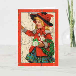 "Vintage Children Christmas Card" Holiday Card