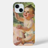 Vintage Children, Cute Baby Girl on a Pink Blanket