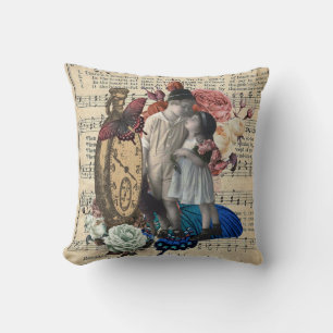 Vintage Children & Floral Collage  Cushion
