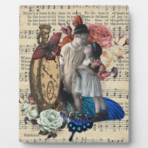 Vintage Children & Floral Collage Plaque