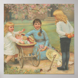Vintage Children Garden Wall Art Poster