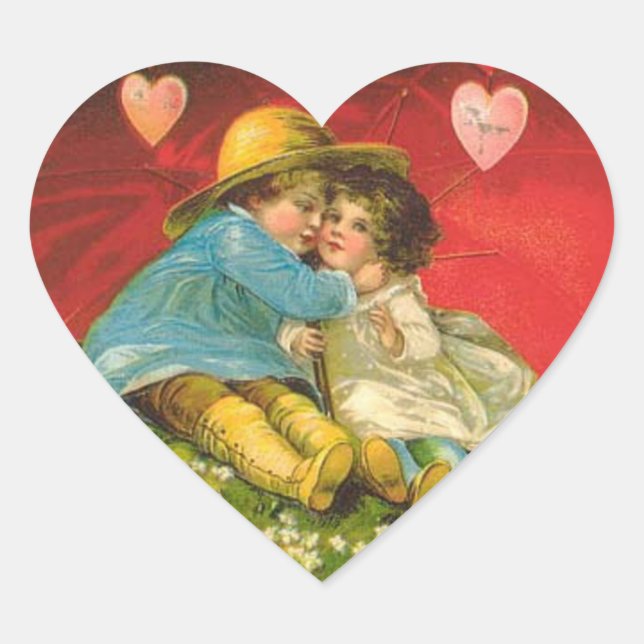 Vintage Children Heart Sticker (Front)