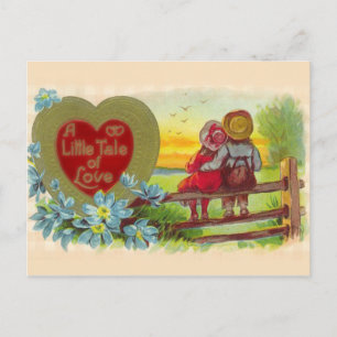 Vintage Children in Love Valentine Postacard Holiday Postcard