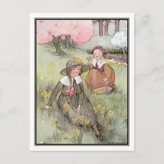 Vintage Children in Meadow by Anne Anderson Postcard (Front)