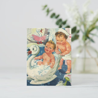 Vintage Children in Swan Bubble Bath Invitation