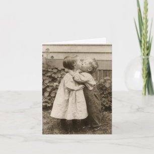Vintage Children Kissing in a Garden Thank You Card