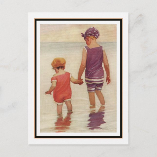 Vintage Children Paddling by Jessie Willcox Smith Postcard (Front)