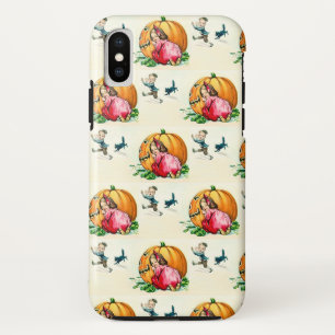 Vintage Children Playing Halloween Fall Themed iPhone X Case