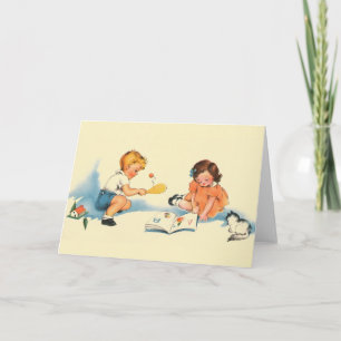 Vintage Children Playing Note Card