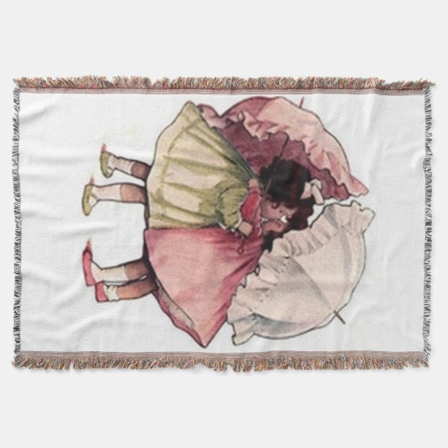 Vintage Children Pretty Girls Afghan Throw Blanket (Front)
