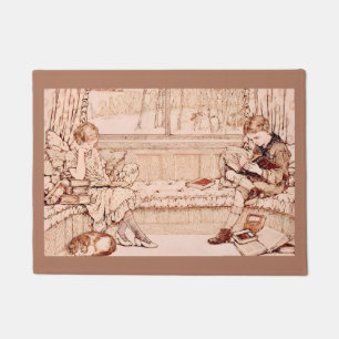 Vintage Children Reading cosy Illustration  Doormat