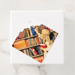 Vintage Children Reading Library Books Favour Tags