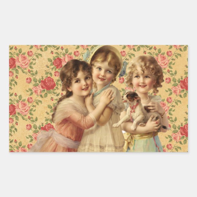 Vintage Children Rectangular Sticker (Front)