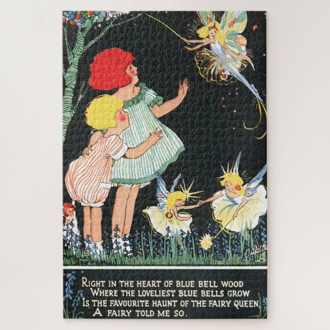 Vintage Children with Winged Fairy Jigsaw Puzzle (Vertical)